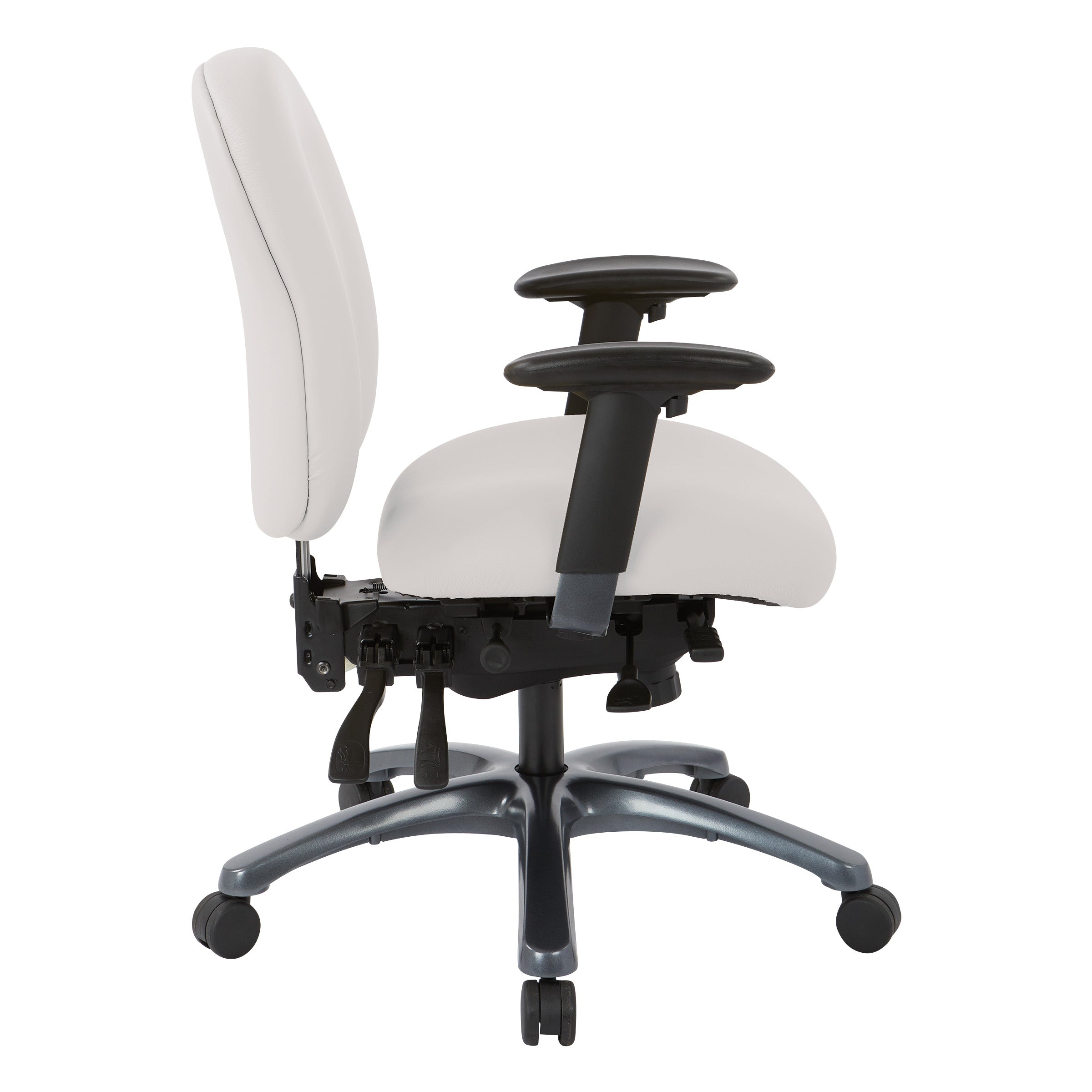 Multi-Function Mid Back Chair with Seat Slider and Titanium Finish Base